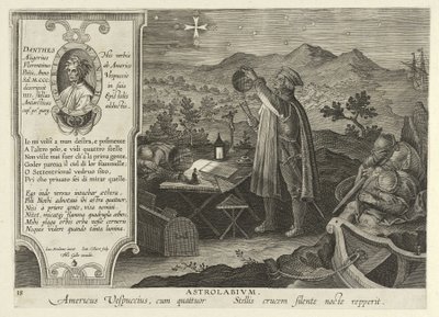 Amerigo Vespucci felfedezi a déli keresztet asztrolábellel, a Nova Reperta, pub. 1600 (metszet) alkotó: Jan van der Straet