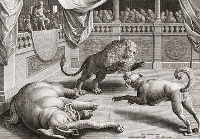 Nagy Sándor állatok harcát nézi, 16. század alkotó: Jan van der 1523 1605 after Straet