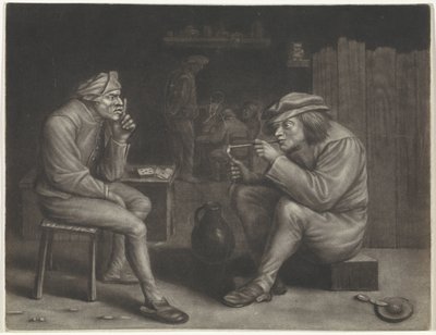 Pub jelenet pipát gyújtó férfival alkotó: Jan van der Bruggen