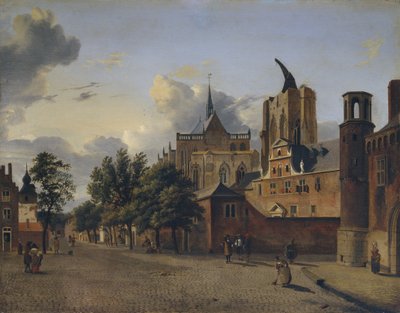 A street in Cologne with the unfinished cathedral in the centre alkotó: Jan van der Heyden