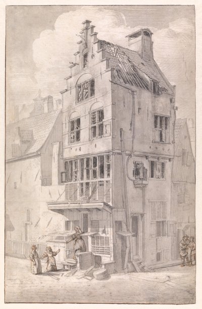 Egy leégett ház a Bloedstraaton alkotó: Jan van der Heyden