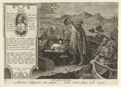 Amerigo Vespucci A Déli Kereszt felfedezése Astrolabe segítségével, kocsma. 1600. alkotó: Jan van der Straet