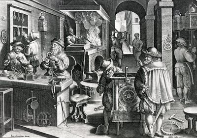 Vaskor, 5. tábla a „Nova Reperta”-ból, Philip Galle metszete, 1580-1605 körül alkotó: Jan van der Straet