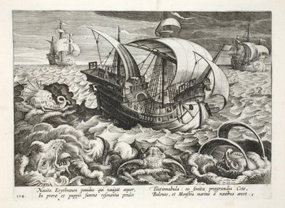 Vadászat tengeri élőlényekre, 84. tábla, illusztráció a „Venationes, Ferarum, Avium, Piscium” (A vadászatról: Vadállatok, madarak, halak) című könyvből, vésette: Jan Collaert (1566-1628), kocsma. írta: Phillipus Gallaeus, Amste alkotó: Jan van der Straet