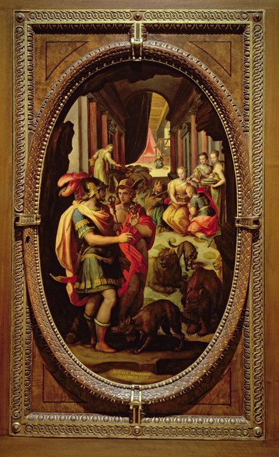 Ulysses, Merkúr és Circe, 1570 (olaj, pala) alkotó: Jan van der Straet
