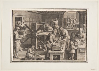 Gravírozás fémre; Gravírozók egy hajón alkotó: Jan van der Straet, called Stradanus