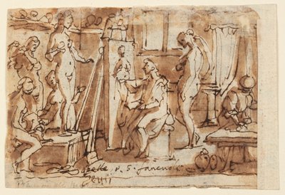 Jobbra: Zeuxis Helén festmény; Verso: Íme az ember alkotó: Jan van der Straet, called Stradanus