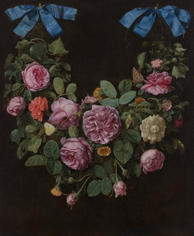 Kék szalagokra függesztett rózsák (olaj, vászon) alkotó: Jan van the Elder Kessel