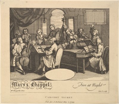 Koncertjegy – Mária kápolna, Éjjel öt, 1799. május 1. alkotó: Jane Ireland