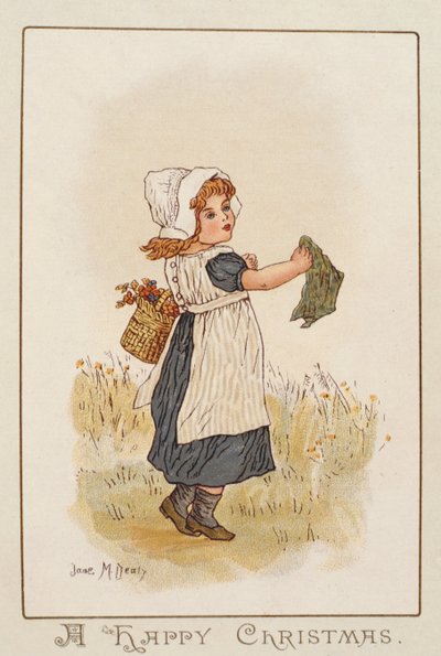 "Boldog karácsonyt" (chromolitho) alkotó: Jane M. Dealy
