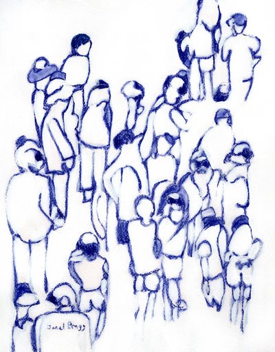 Crowd in Blue, 2024 körüli (vegyes technika, papír) alkotó: Janel Bragg