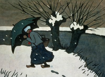 A hóvihar (fametszet papírra) alkotó: Janet Fisher