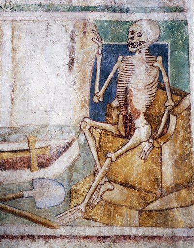 Hrastovlje erődtemplom, Szentháromság-templom, Halálnyitó sírtábla, Haláltánc (1490), részlet Janez Iz Kastva, Szlovénia freskóiból alkotó: Janez Kastav