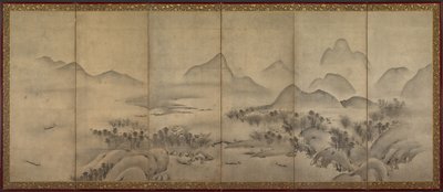 Holdfényes táj (egy pár) alkotó: Japan, Muromachi period