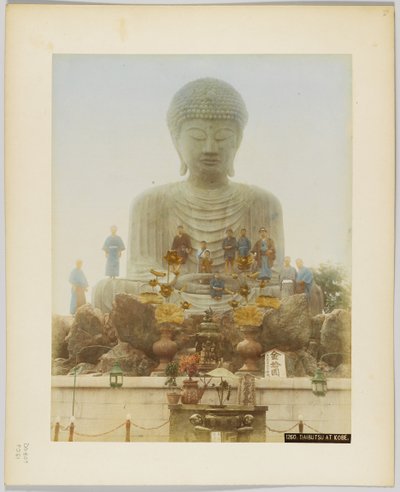 Daibutsu Kobe-ban, Japánban (kézzel színezett fekete-fehér fotó) alkotó: Japanese Photographer