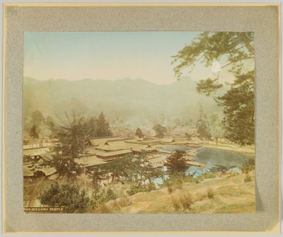 Miyajima templom, Japán (kézzel színezett fekete-fehér fotó) alkotó: Japanese Photographer