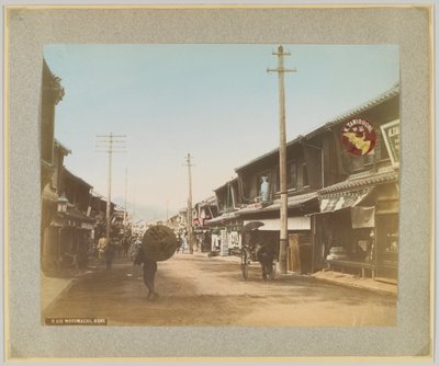 Motomachi, Kobe, Japán (kézzel színezett fekete-fehér fotó) alkotó: Japanese Photographer