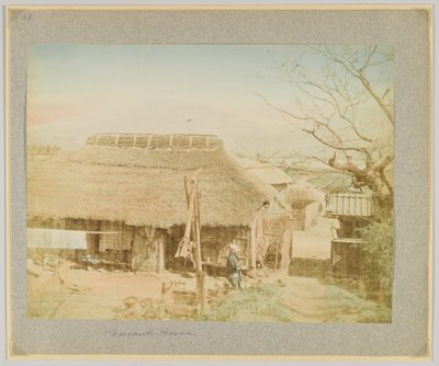 Parasztház, Japán (kézzel színezett fekete-fehér fotó) alkotó: Japanese Photographer
