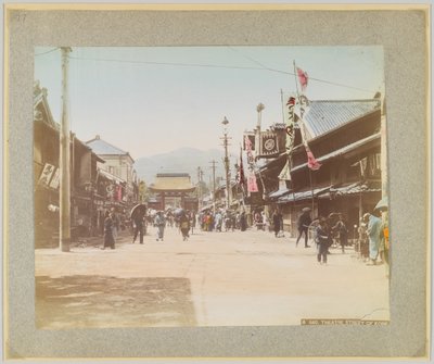 Theatre Street, Kobe, Japán (kézzel színezett fekete-fehér fotó) alkotó: Japanese Photographer
