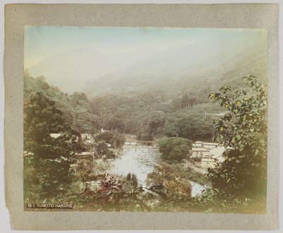 Yumoto Hakone, Kanagawa prefektúra (kézzel színezett fekete-fehér fotó) alkotó: Japanese Photographer
