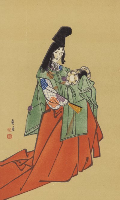 Egy Shirabyoshi, a Kamakura-kormány korában (chromolitho) alkotó: Japanese School