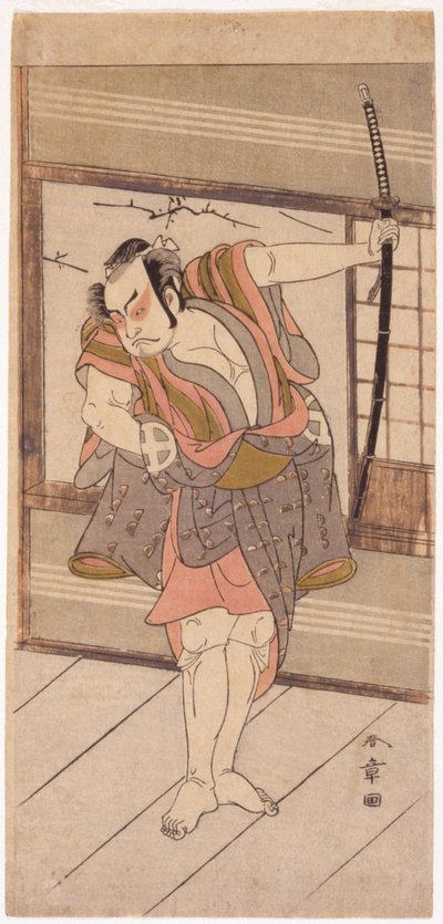 Színész karddal (fa blokknyomat) alkotó: Japanese School