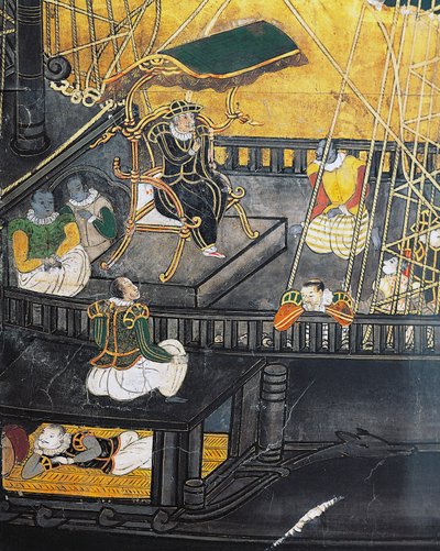 A portugálok érkezése Japánba, képernyő, Namban művészet alkotó: Japanese School