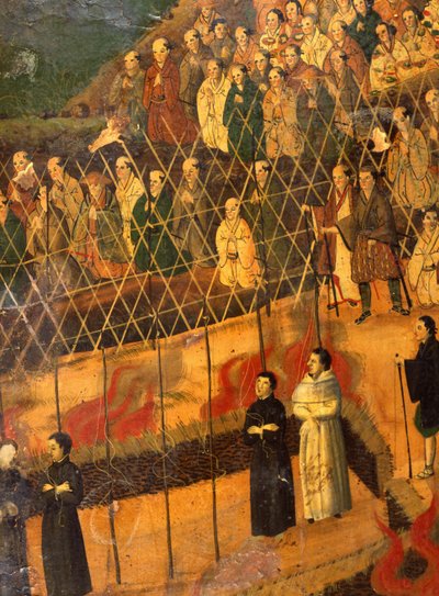 Részlet A jezsuiták vértanúságából Japánban 1622-ben (akvarell papíron) alkotó: Japanese School