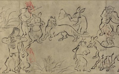 Hancúrozó állatok (Choju Giga) Muromachi-korszak (tinta papíron) alkotó: Japanese School