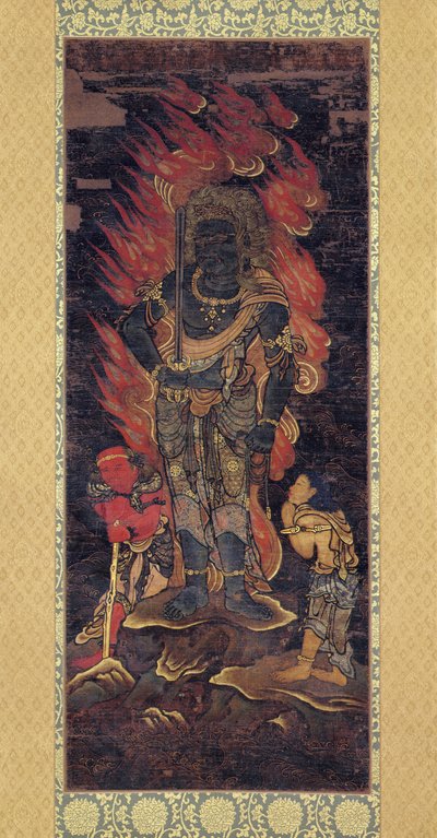Fudo Myoo and Two Attendent (tinta és szín selyemen) alkotó: Japanese School