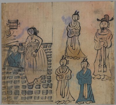 Műfaji jelenet, 1/4 (tinta és színes papíron) alkotó: Japanese School