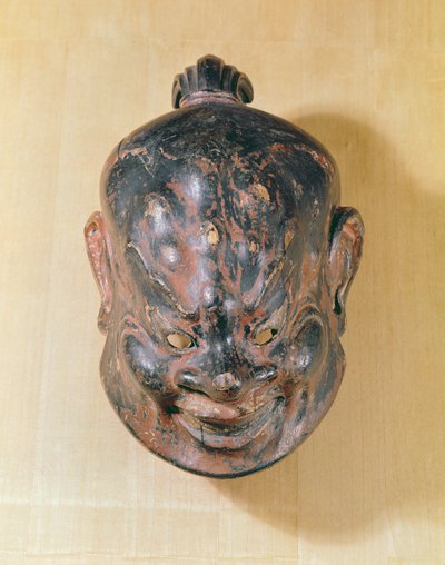 Gigaku maszk, Nara-korszak (645-794) (polikróm fa) alkotó: Japanese School