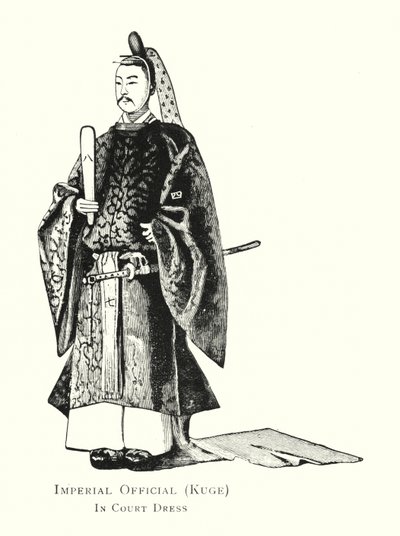 Birodalmi tisztviselő, Kuge, udvari ruhában (litho) alkotó: Japanese School