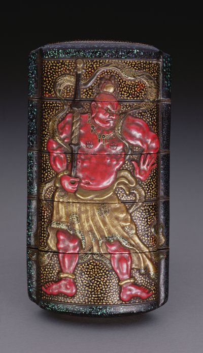 Nio-val díszített inro, Edo korszak (1615-1868) japán (lakk) alkotó: Japanese School