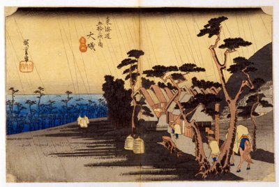 Táj az esőben. Japán nyomtatás. SD. 19. század. alkotó: Japanese School