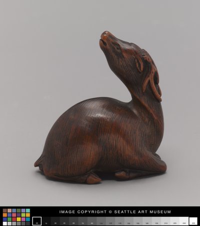 Netsuke szarvasként mintázva, 19. század közepe (Ivory) alkotó: Japanese School