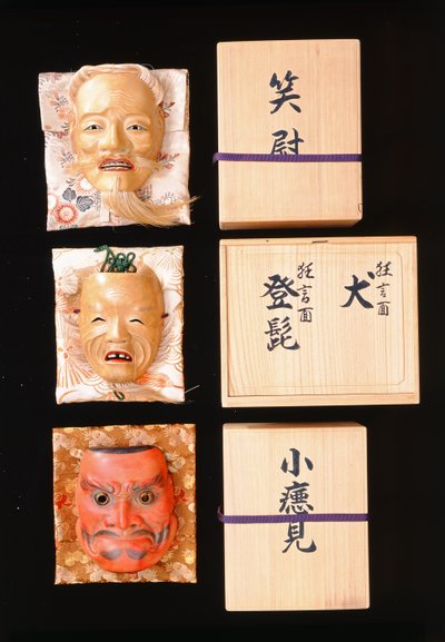 Noh maszkok (lakkozott fa) alkotó: Japanese School