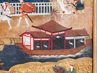 Osakazu Byobu - japán nyolctáblás hajtogatott paraván (festmény) alkotó: Japanese School
