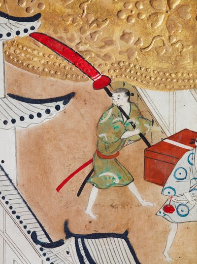 Osakazu Byobu - japán nyolctáblás hajtogatott paraván (festmény) alkotó: Japanese School