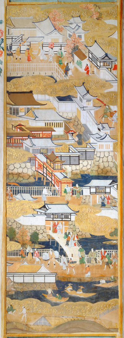 Osakazu Byobu - japán nyolctáblás hajtogatott paraván (festmény) alkotó: Japanese School