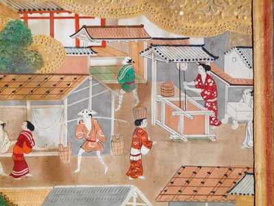 Osakazu Byobu - japán nyolctáblás hajtogatott paraván (festmény) alkotó: Japanese School