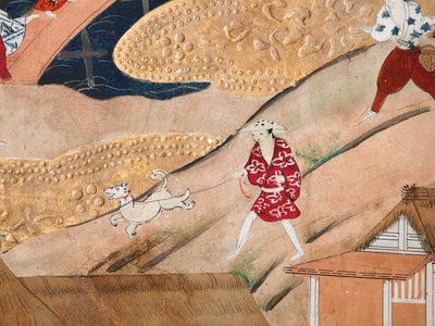 Osakazu Byobu - japán nyolctáblás hajtogatott paraván (festmény) alkotó: Japanese School