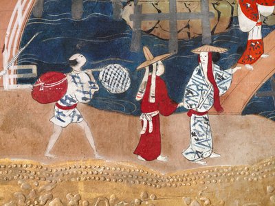 Osakazu Byobu - japán nyolctáblás hajtogatott paraván (festmény) alkotó: Japanese School