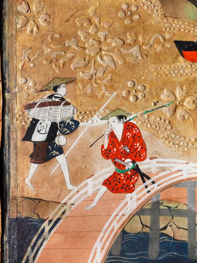 Osakazu Byobu - japán nyolctáblás hajtogatott paraván (festmény) alkotó: Japanese School