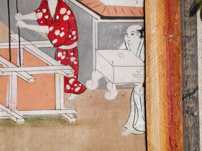 Osakazu Byobu - japán nyolctáblás hajtogatott paraván (festmény) alkotó: Japanese School