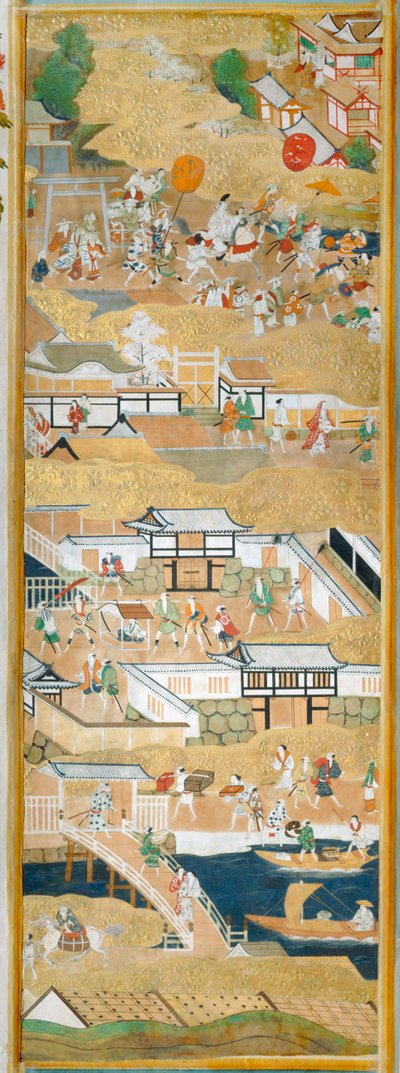 Osakazu Byobu - japán nyolctáblás hajtogatott paraván (festmény) alkotó: Japanese School