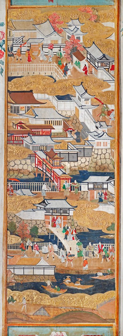 Osakazu Byobu - japán nyolctáblás hajtogatott paraván (festmény) alkotó: Japanese School