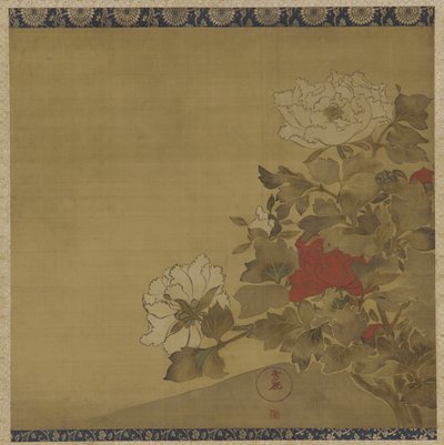 Pünkösdi rózsa, Edo-korszak (tinta és szín a selyemen) alkotó: Japanese School