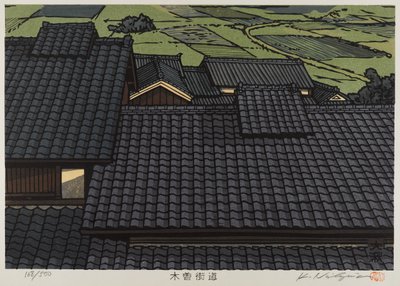 Tetőtető a Kisokaido sorozatból (színes fatömb nyomat) alkotó: Japanese School