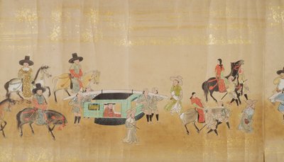 Korea hatodik nagykövetsége Japánban a Meireki 1-ben a Tokugawa Ietsunas utódlás idején, 1651-ben, valószínűleg Kano Masunobu (1625-94) (tekercses festmény) (részlet) alkotó: Japanese School